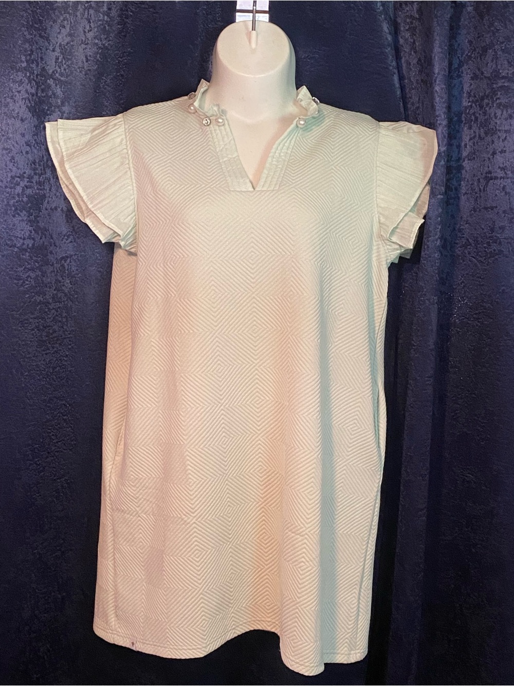 Simply Southern Women’s Light Mint Textured Ruffle Sleeve Shift Dress XL